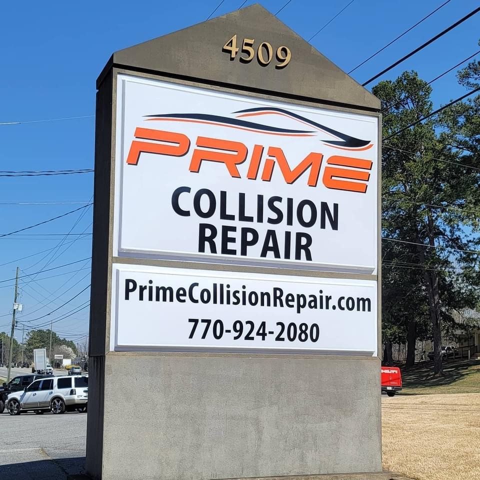 Prime Collision Repair sign on Canton Road